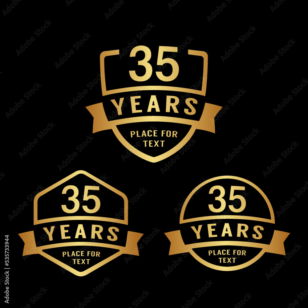 35 years anniversary celebration logotype. 35th anniversary logo collection. Set of anniversary design template. Vector illustration. 