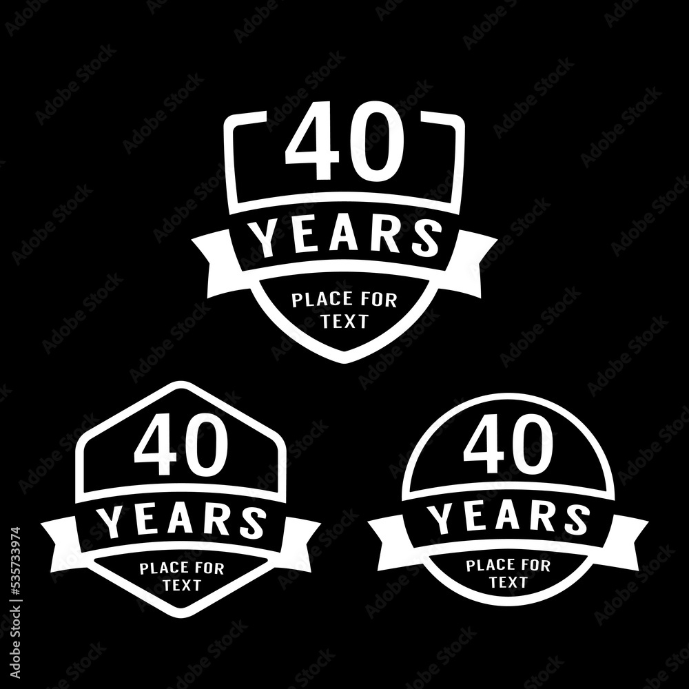 Obraz premium 40 years anniversary celebration logotype. 40th anniversary logo collection. Set of anniversary design template. Vector illustration. 