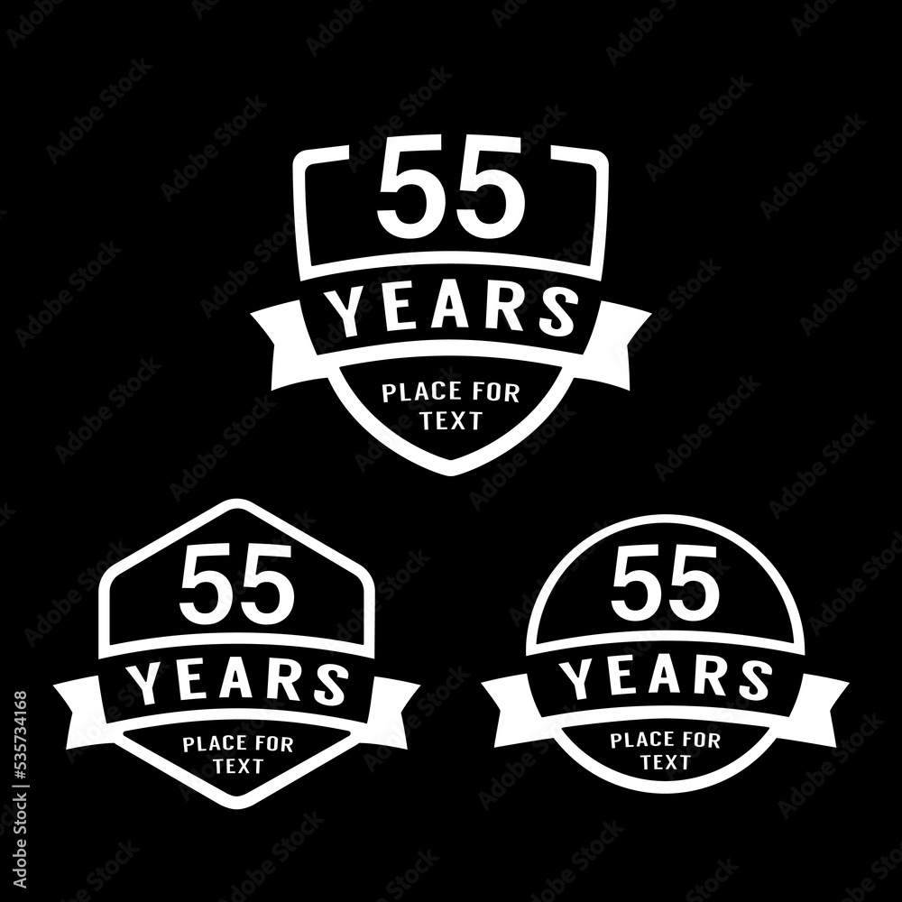 Obraz premium 55 years anniversary celebration logotype. 55th anniversary logo collection. Set of anniversary design template. Vector illustration. 