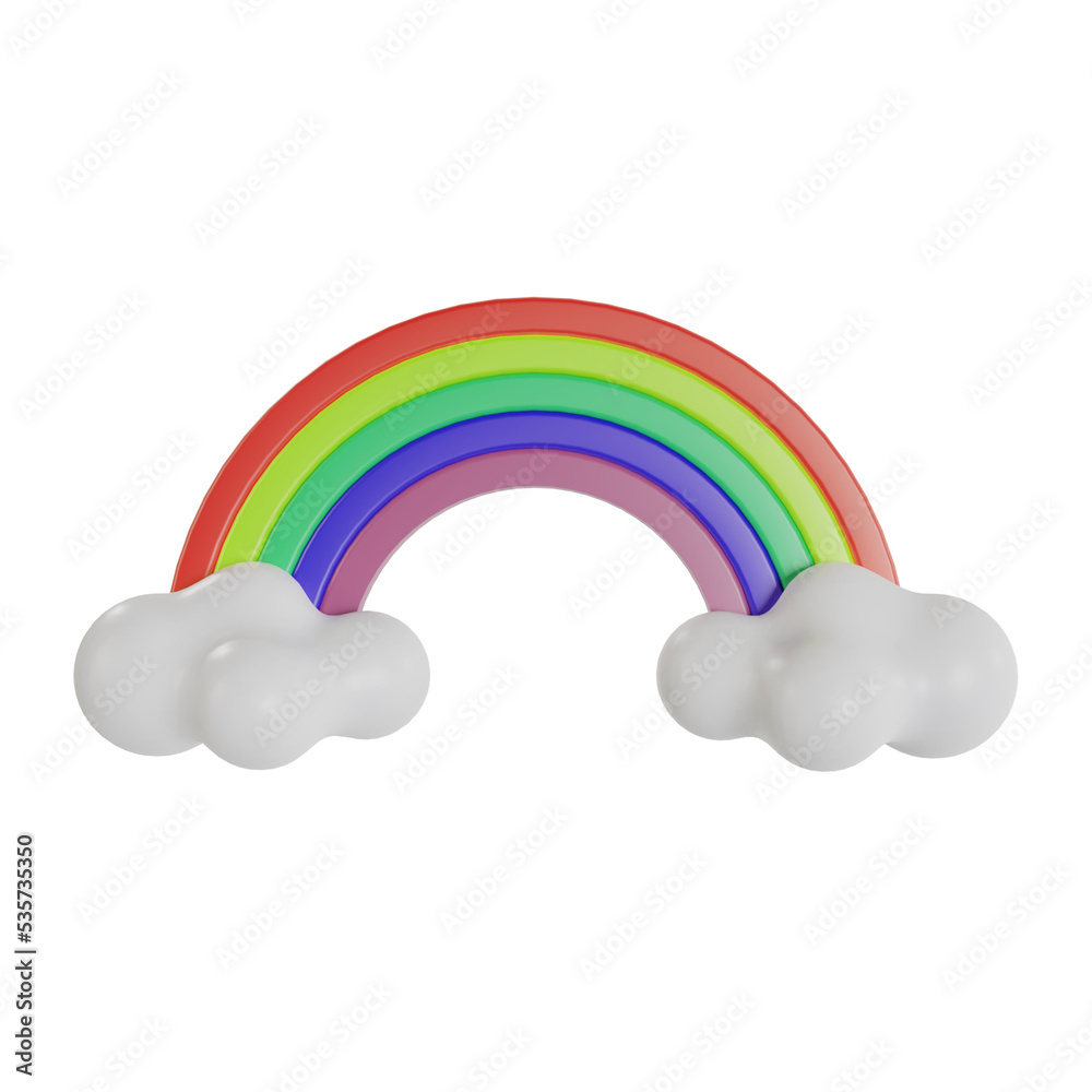 3d rainbow and cloud  for children's book decoration