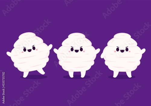Cotton candy cartoon vector. Cotton candy in Halloween day. Cotton candy monster.