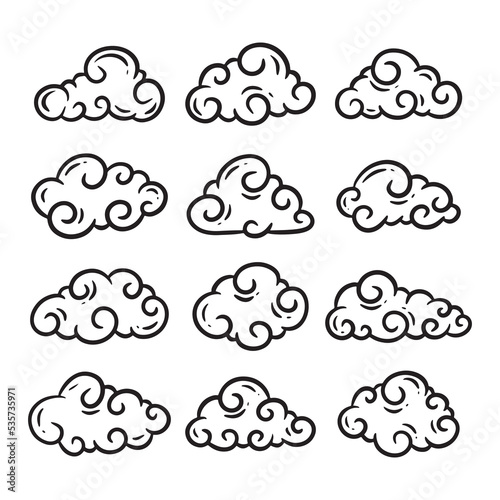 Set of hand drawn cloud vector