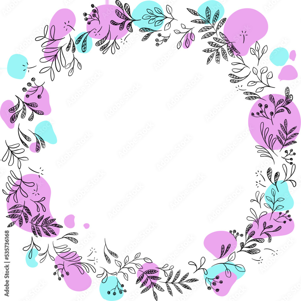 floral wreath blue purple- frame SVG
