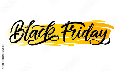 Black Friday Sale Banner. Vector illustration: Handmade modern brush Black Friday lettering isolated on white background.