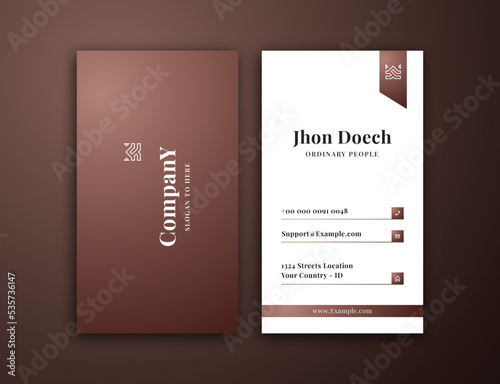 business card, brown white vertical card name, vertical luxury editable business card template