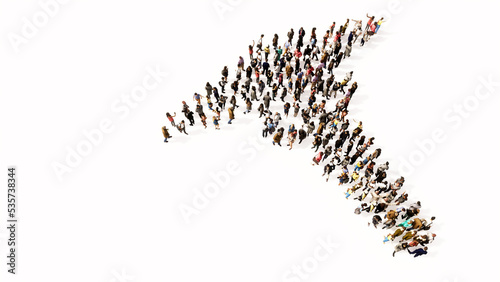 Concept or conceptual large gathering  of people forming the image of the caduceus as a medical symbol. A 3d illustration metaphor for emergency, ambulance, hospital, pharmacy, health and medicine