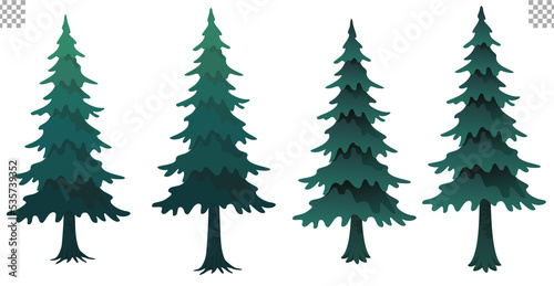 Christmas tree illustration set fir tree transparent background                                  green base