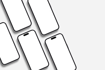 New realistic mobile phone smartphone mockup on white background