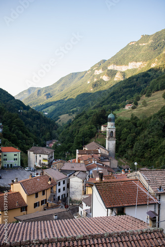 Rooftops of little Italian village in the mountains