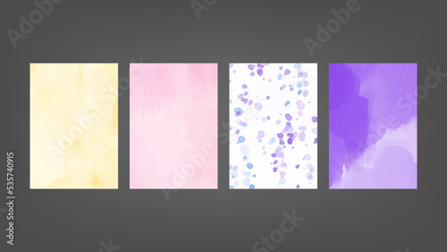 Set of colorful vector watercolor backgrounds for poster, brochure or flyer, Bundle of watercolor posters, flyers or cards. Banner template.