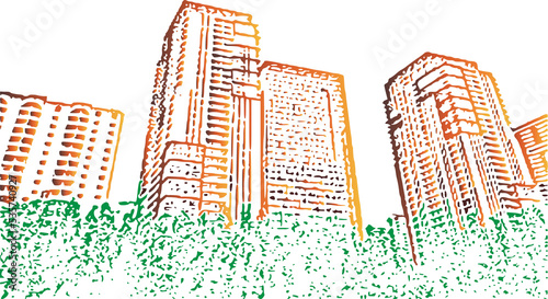 abstract city skyline.urban city skyline .City graphic color cityscape skyline sketch illustration vector . 