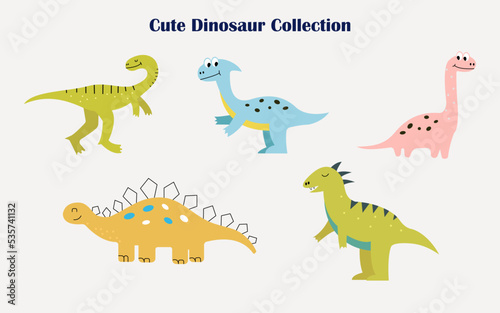 Fototapeta Naklejka Na Ścianę i Meble -  Collection of Dinosaur. Vector illustration dinosaur on white background. cartoon animals set icon.
