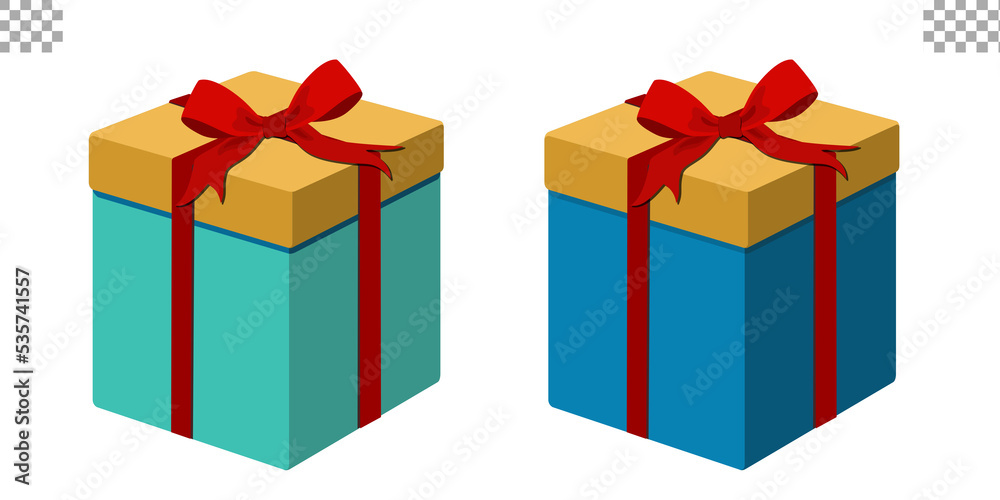 gift box with ribbon transparent background solid color different color from cover