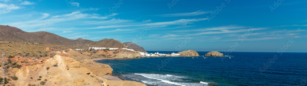 panoramic landscape view Cabo de Gata,  mediterranean sea and coast