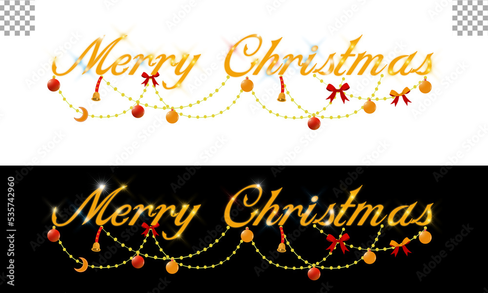Obraz premium Merry Christmas logo design transparent background with christmas decorations