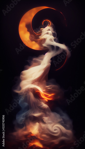 abstract flow of smoke swirls and color in harmony creating a golden ratio, Digital illustration