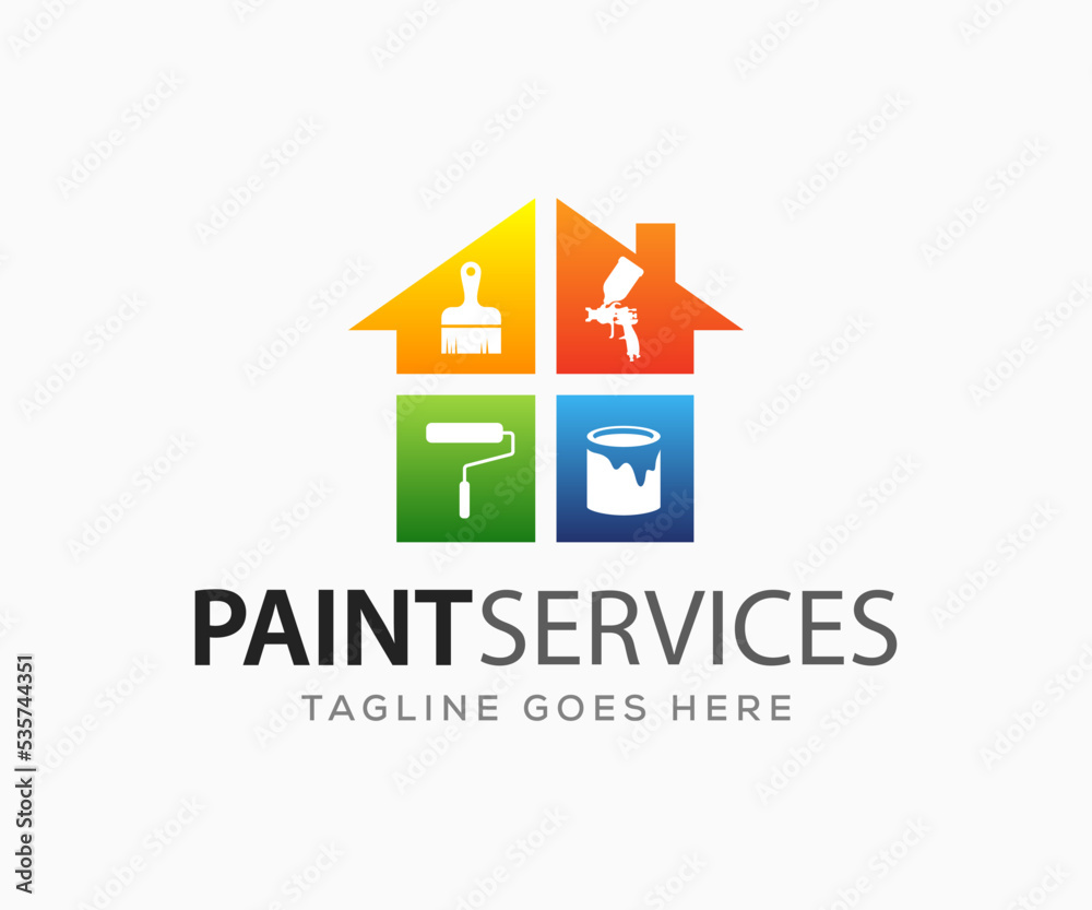 Painting And Decorating Paint Work And House Painting Logo Design Template