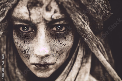 Halloween. black and white portrait of a person