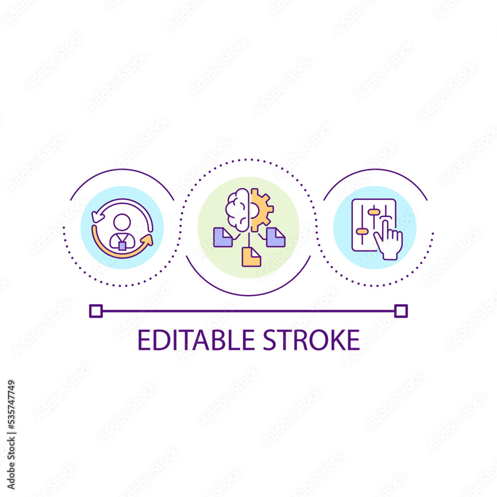 Adapt to new workplace loop concept icon. Adjusting to work environment. Employee flexibility abstract idea thin line illustration. Isolated outline drawing. Editable stroke. Arial font used
