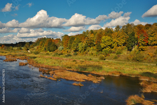 Autumn landscape. Colors of the river bank.