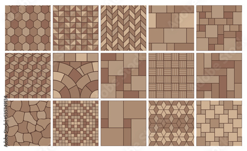 Stone pavement seamless pattern, street paving or floor tile, vector background. Sidewalk pavement with mosaic blocks pattern of ground bricks texture, road street paving of cobblestone tile