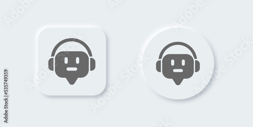 Chat bot solid icon in neomorphic design style. Artificial support signs vector illustration.