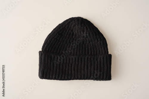 Black hipster hat. Product photo mockup wool hats for online stores. Flat wool cap, 
turkish textile.