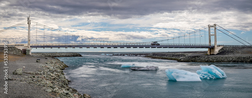 Bridge across the lagoon of Glacier lake Jökulsarlon - iceland 