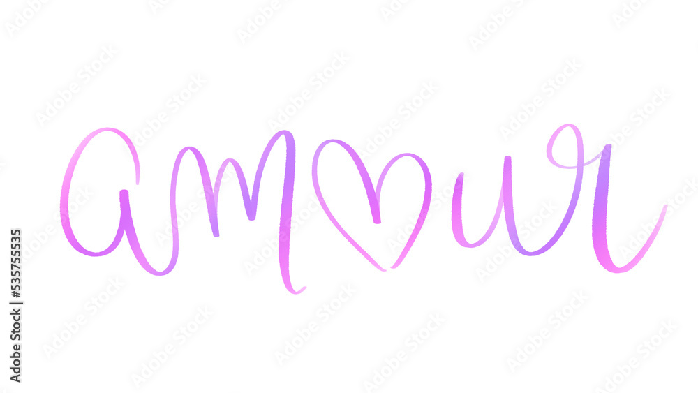 AMOUR lettrage avec coeur sur fond transparent AMOUR lettrage avec coeur sur fond transparent