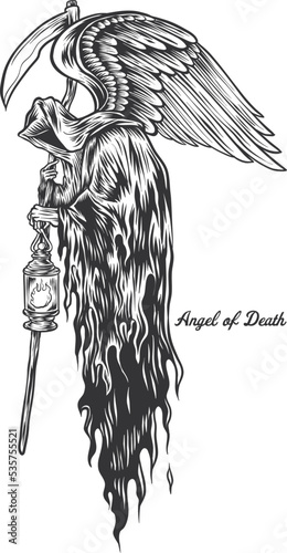 Vector Woodcut Angel Of Death