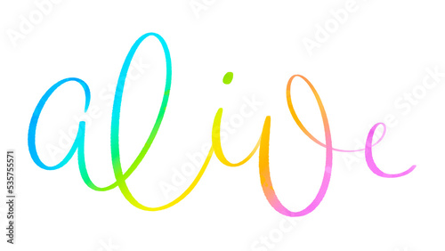 ALIVE colorful brush lettering on transparent background