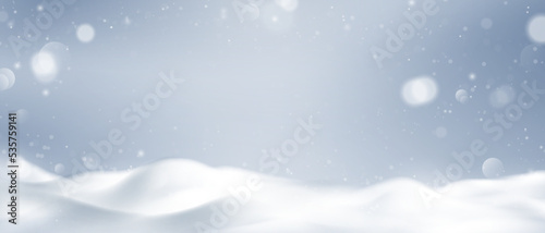Winter Christmas on background of drift, snowflakes and snow. Elegant and gorgeous winter background design, vector illustration.