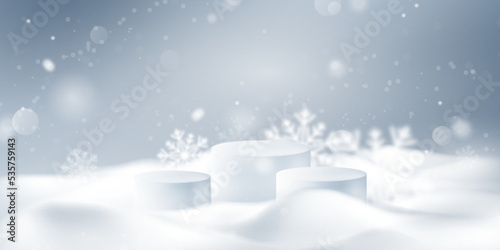 Winter Christmas on background of drift, snowflakes and snow. Elegant and gorgeous winter background design, vector illustration.