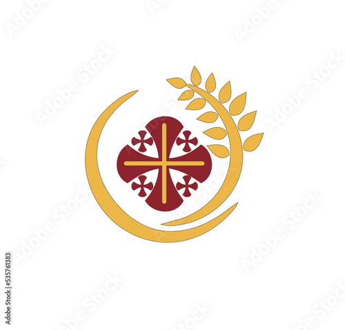 GOLD EMBROIDERY FOR LITURGICAL CLOTHES AND SACRED CEREMONIES. SACRED CATHOLIC SYMBOLS IN ANCIENT STYLE WITH GOLDEN DECORATIONS