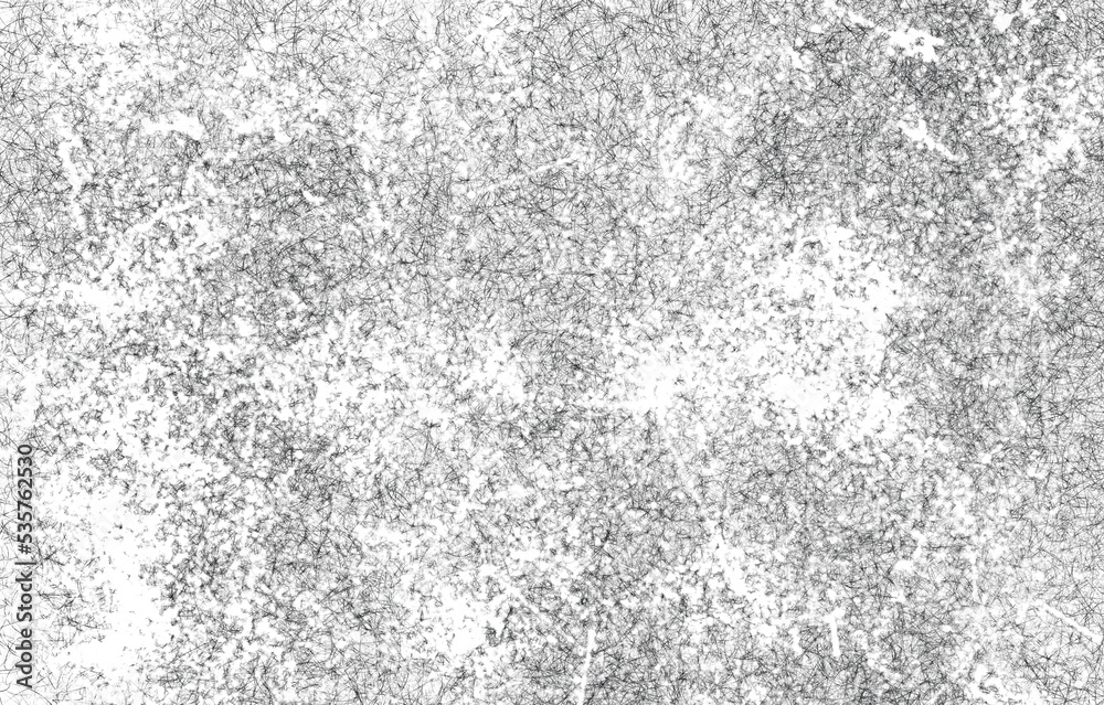 Grunge black and white pattern. Monochrome particles abstract texture. Background of cracks, scuffs, chips, stains, ink spots, lines. Dark design background surface.
