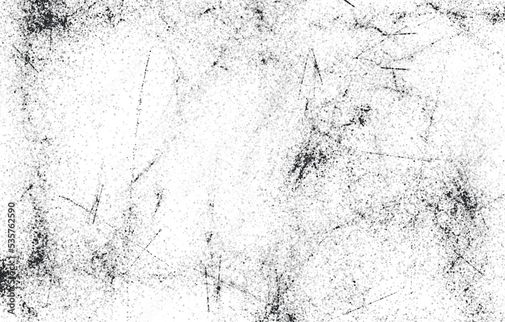 Fototapeta premium Grunge black and white pattern. Monochrome particles abstract texture. Background of cracks, scuffs, chips, stains, ink spots, lines. Dark design background surface. 