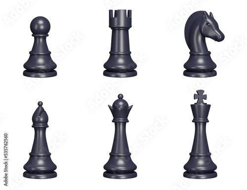 Fototapete Chess pieces 3d set