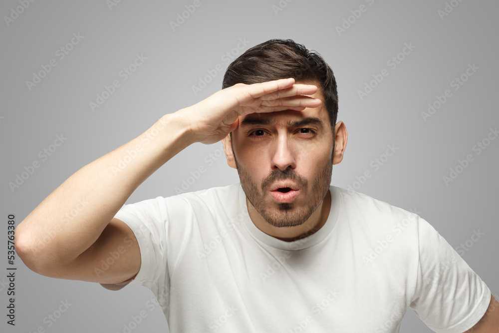 Picture of guy looking far away as if looking for some great perpectives for business Picture of guy looking far away as if looking for some great perpectives for business