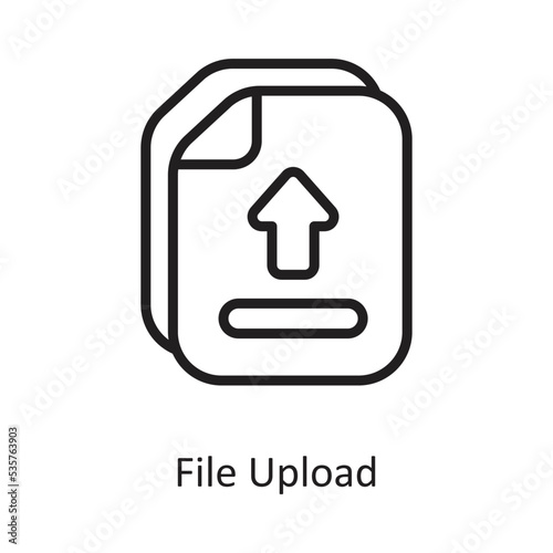 File Upload  Outline Vector Icon Design illustration on White background. EPS 10 File