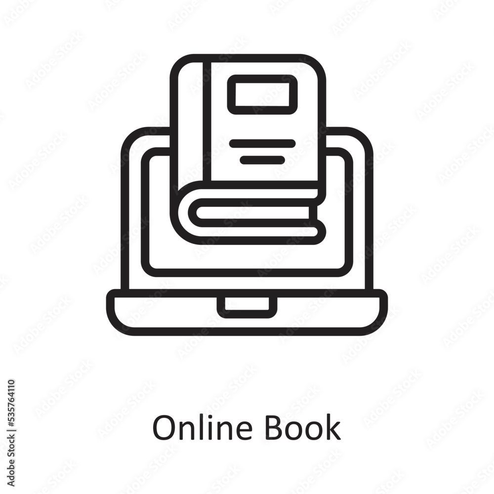 Online Book Outline Vector Icon Design illustration on White background. EPS 10 File Online Book Outline Vector Icon Design illustration on White background. EPS 10 File