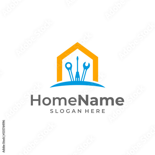 Home service logo illustration template. Mechanic home logo design concept vector