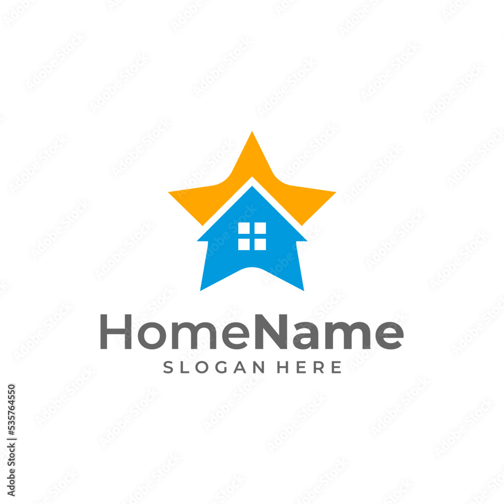Star home logo illustration template. House star logo design concept vector