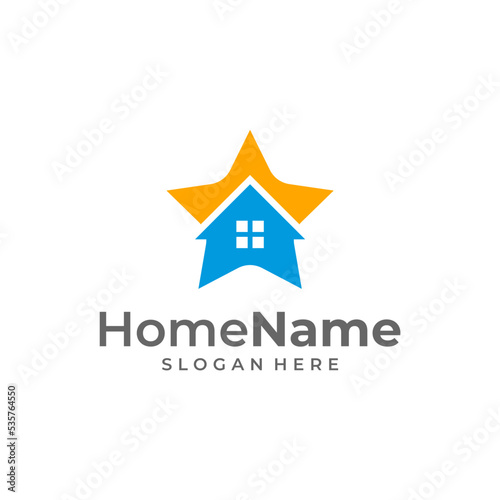 Star home logo illustration template. House star logo design concept vector