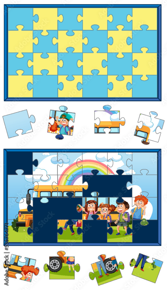 School kids photo jigsaw puzzle game