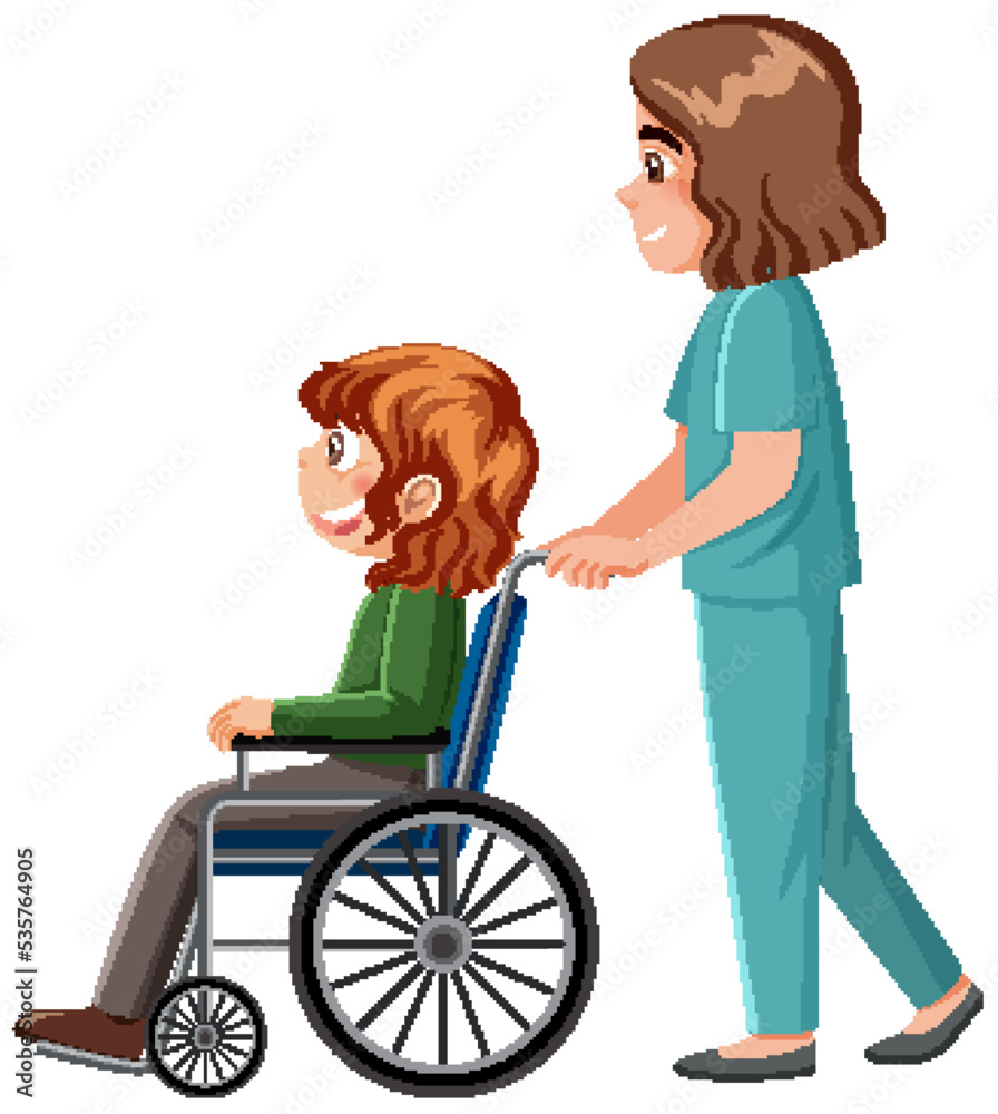 Nurse with patient cartoon character