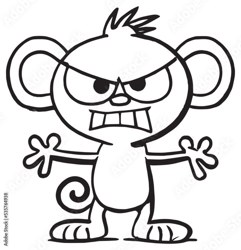 Doodle angry monkey cartoon character