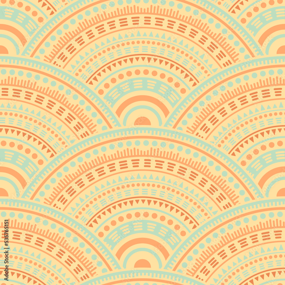 Ethnic circle shapes seamless geometric pattern. Ethnic circle shapes seamless geometric pattern.