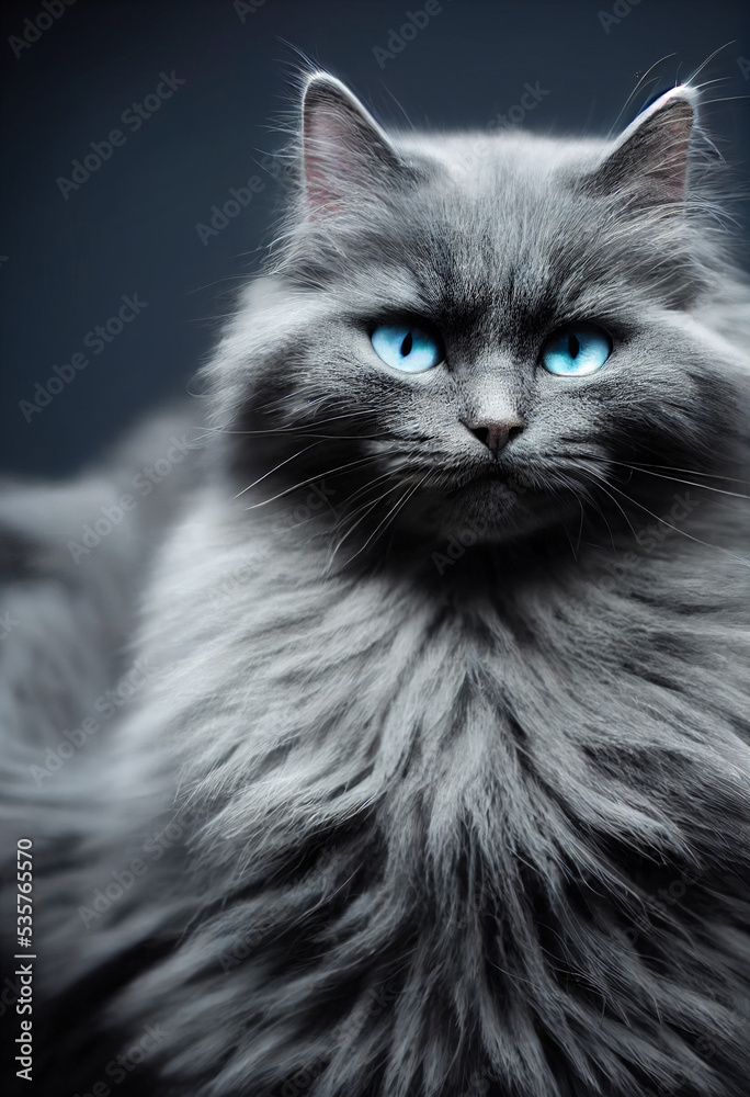 Fototapeta premium Portrait einer flauschigen Katze, isolierter Hintergrund