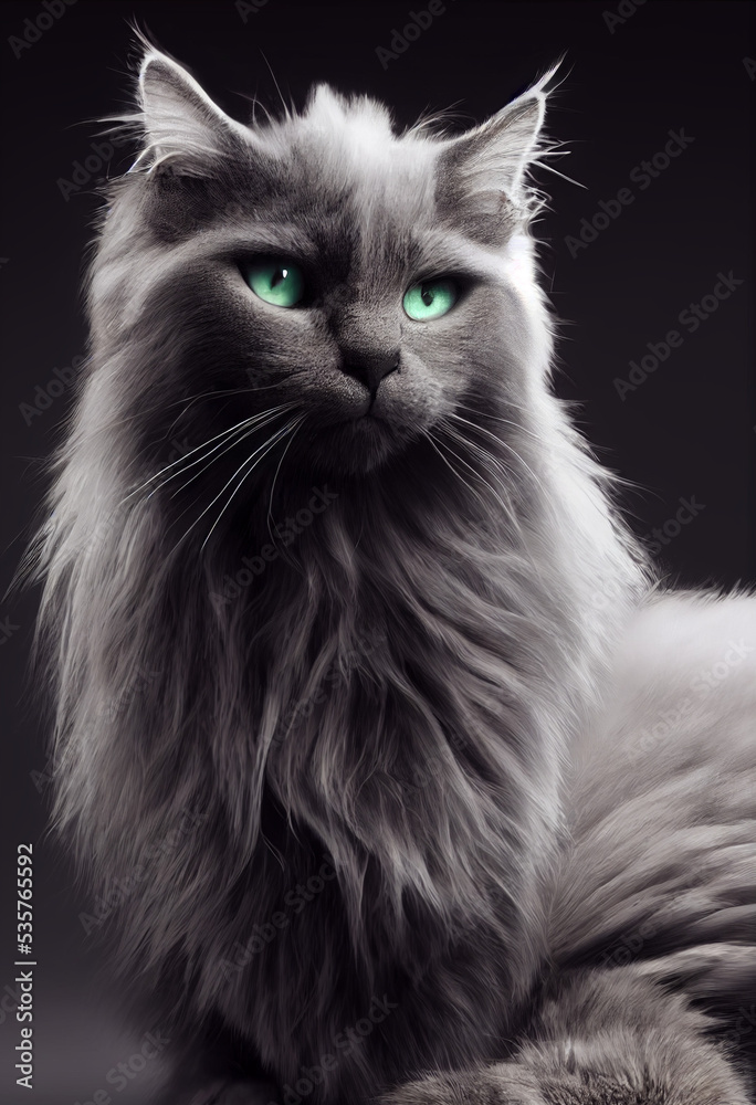Portrait einer flauschigen Katze, isolierter Hintergrund