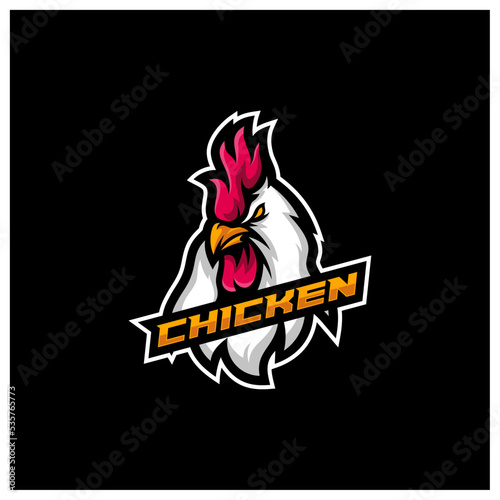 Rooster head mascot sport esport logo template